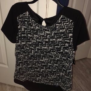 Black/white lace chevron top
